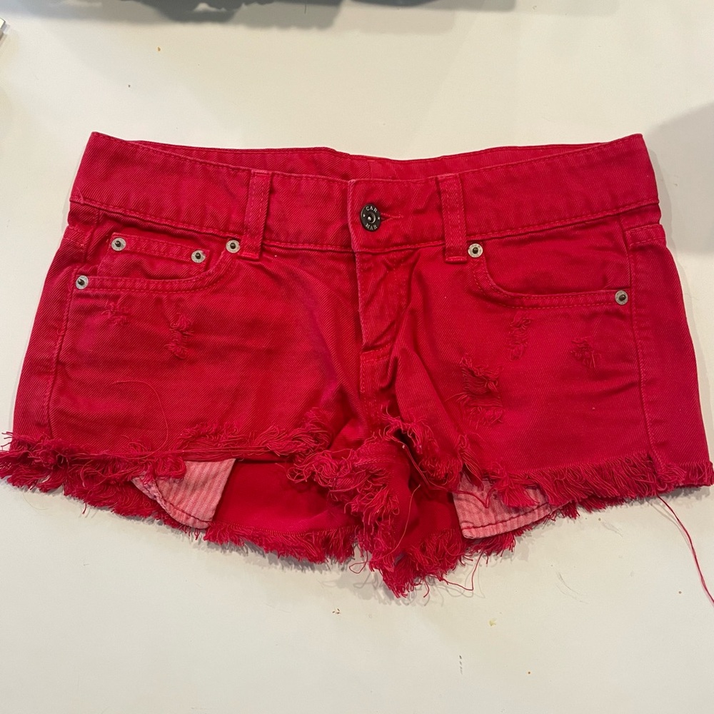Carmar red jean shorts